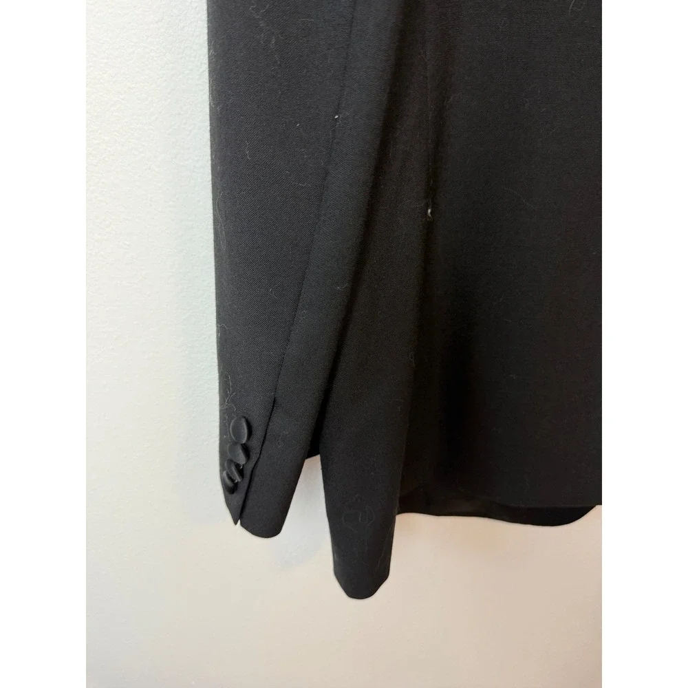 Linett Ltd Nordstrom Mens Black 100% Wool Tuxedo Jacket Satin Peak Lapel‎ USA